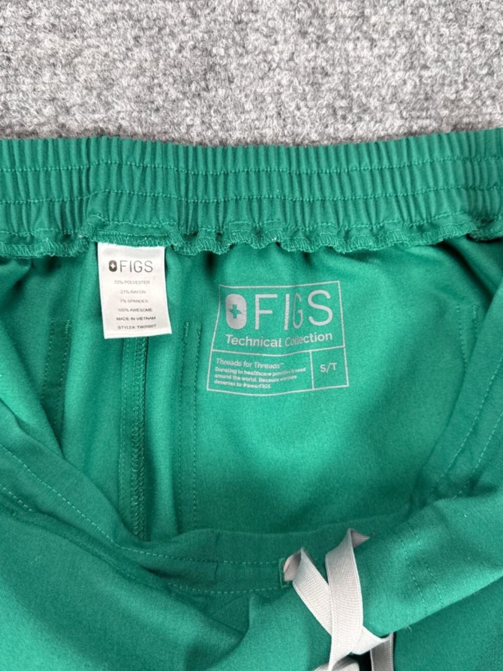 FIGS Womens Scrub Pants Small Tall PO#1551 Green Technical Slim Fit TW2000T - Picture 2 of 6